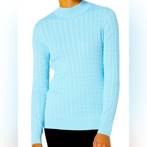 Amazon Essentials Classic-Fit Lightweight Cable Long-Sleeve Mock Neck Sweater, L - Picture 1 of 6